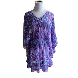 Tommy Bahama Ikat Mirage Lace-Front Tunic Swim Coverup